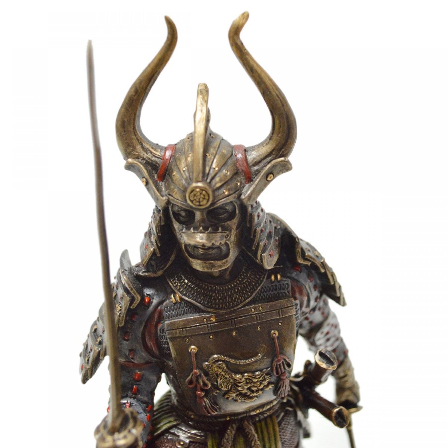 Samurai cu katana, statueta rasina si bronz
