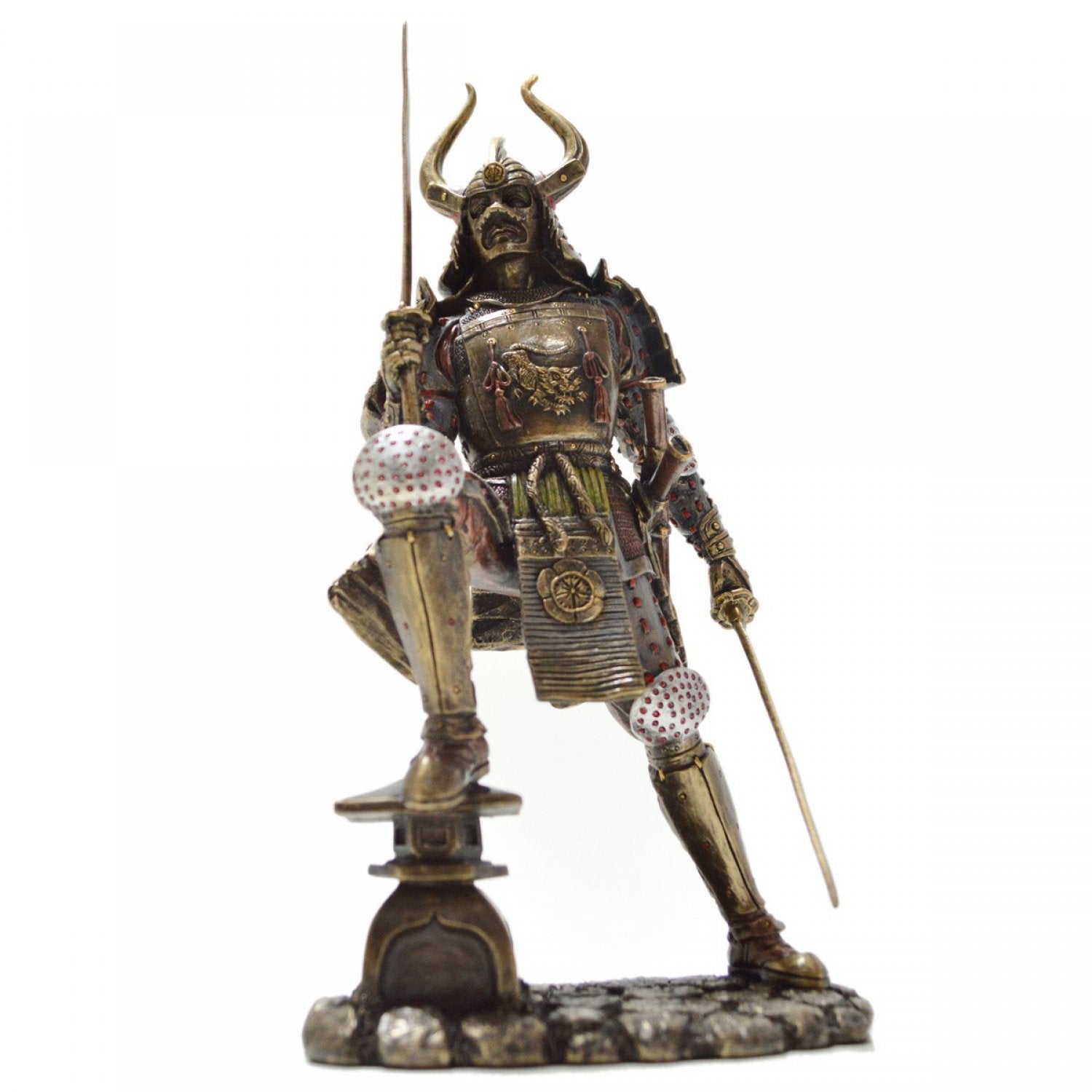Samurai cu katana, statueta rasina si bronz
