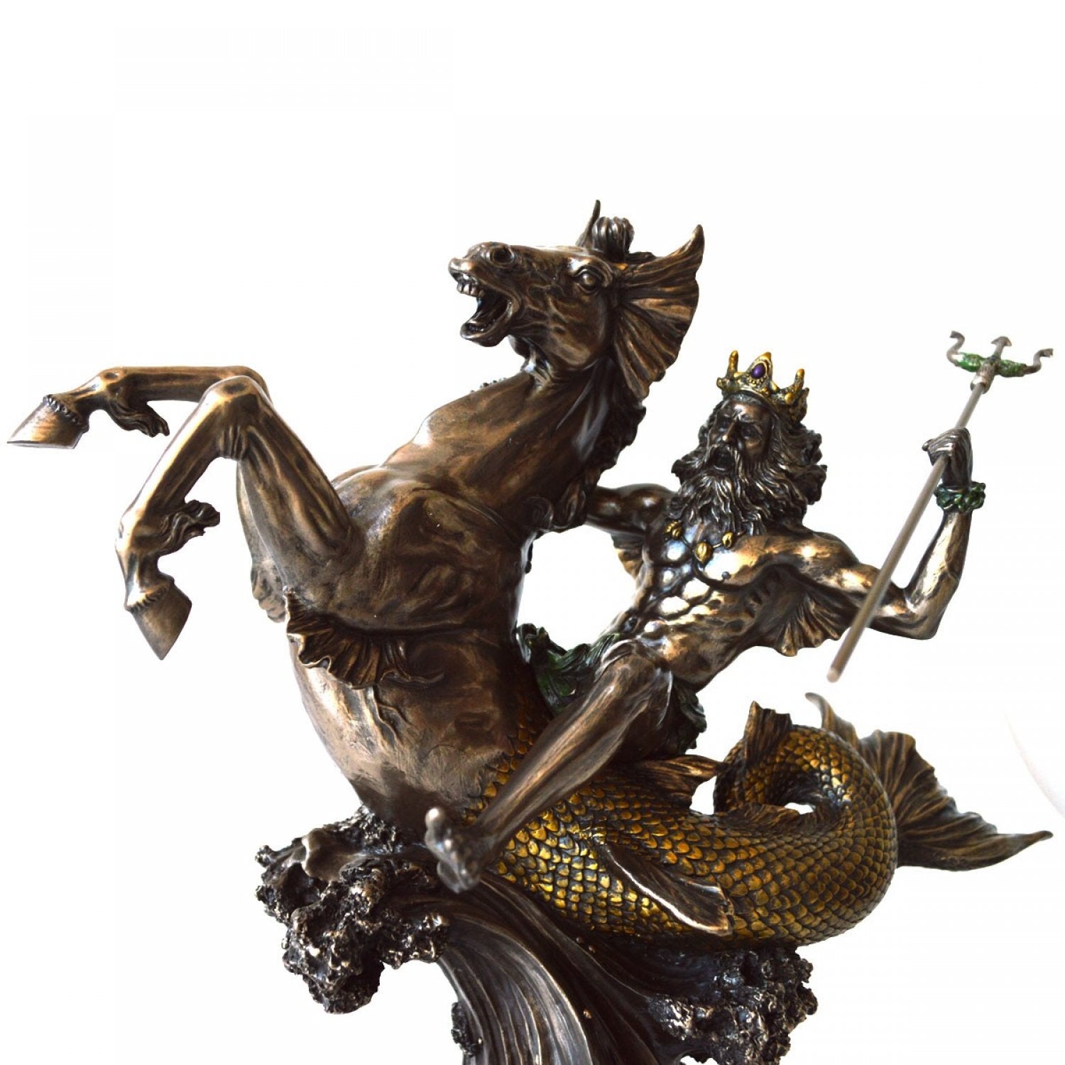 Poseidon, statueta rasina si bronz