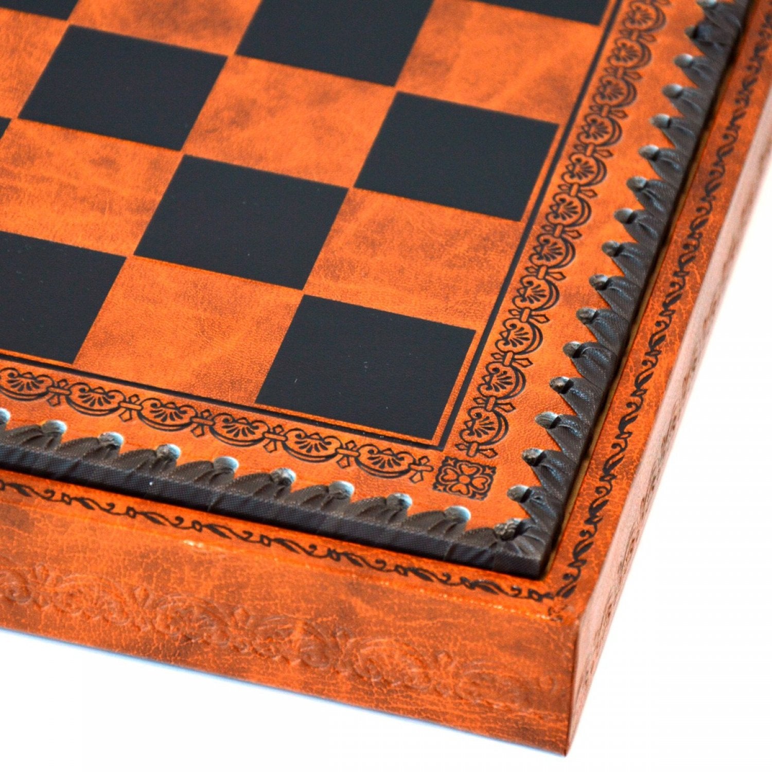 Set sah si table, maro/negru, piele ecologica
