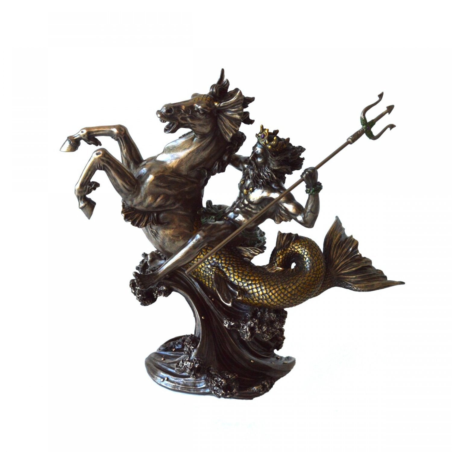 Poseidon, statueta rasina si bronz