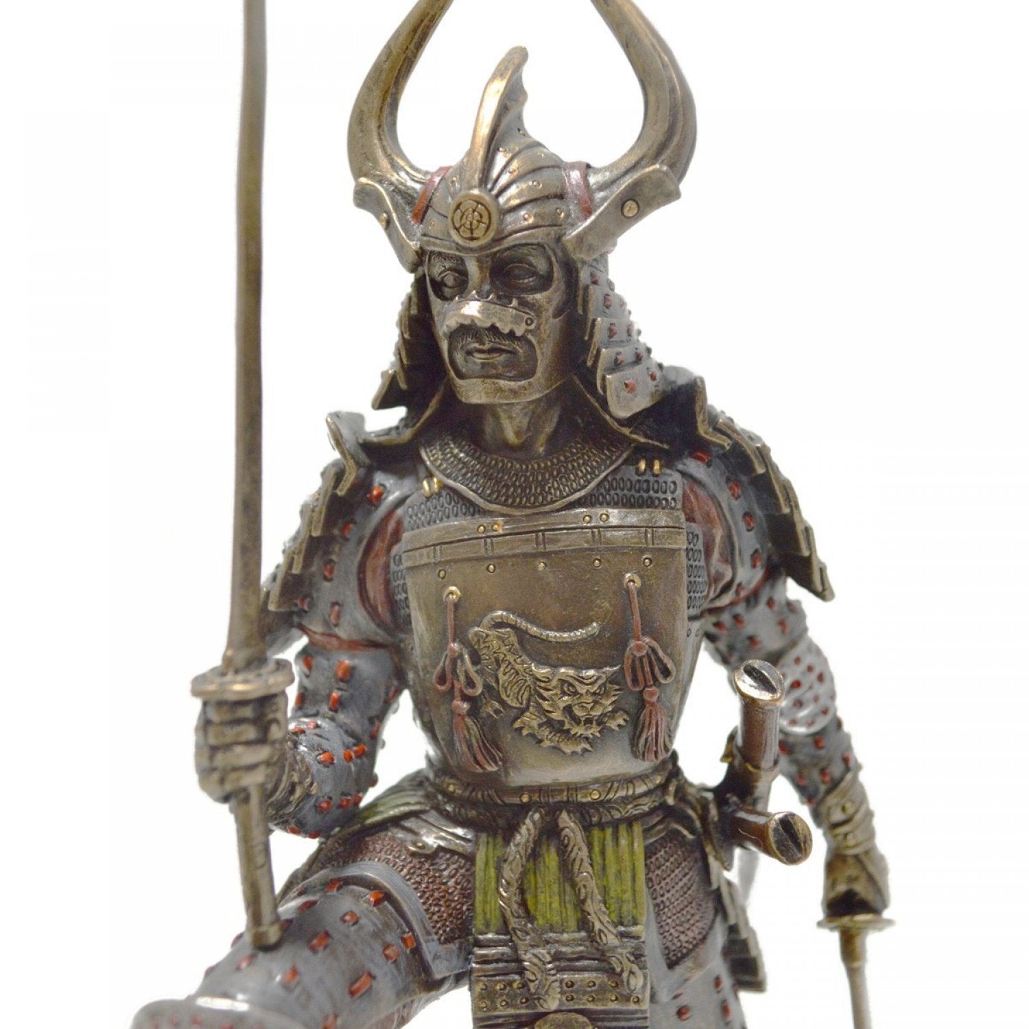 Samurai cu katana, statueta rasina si bronz