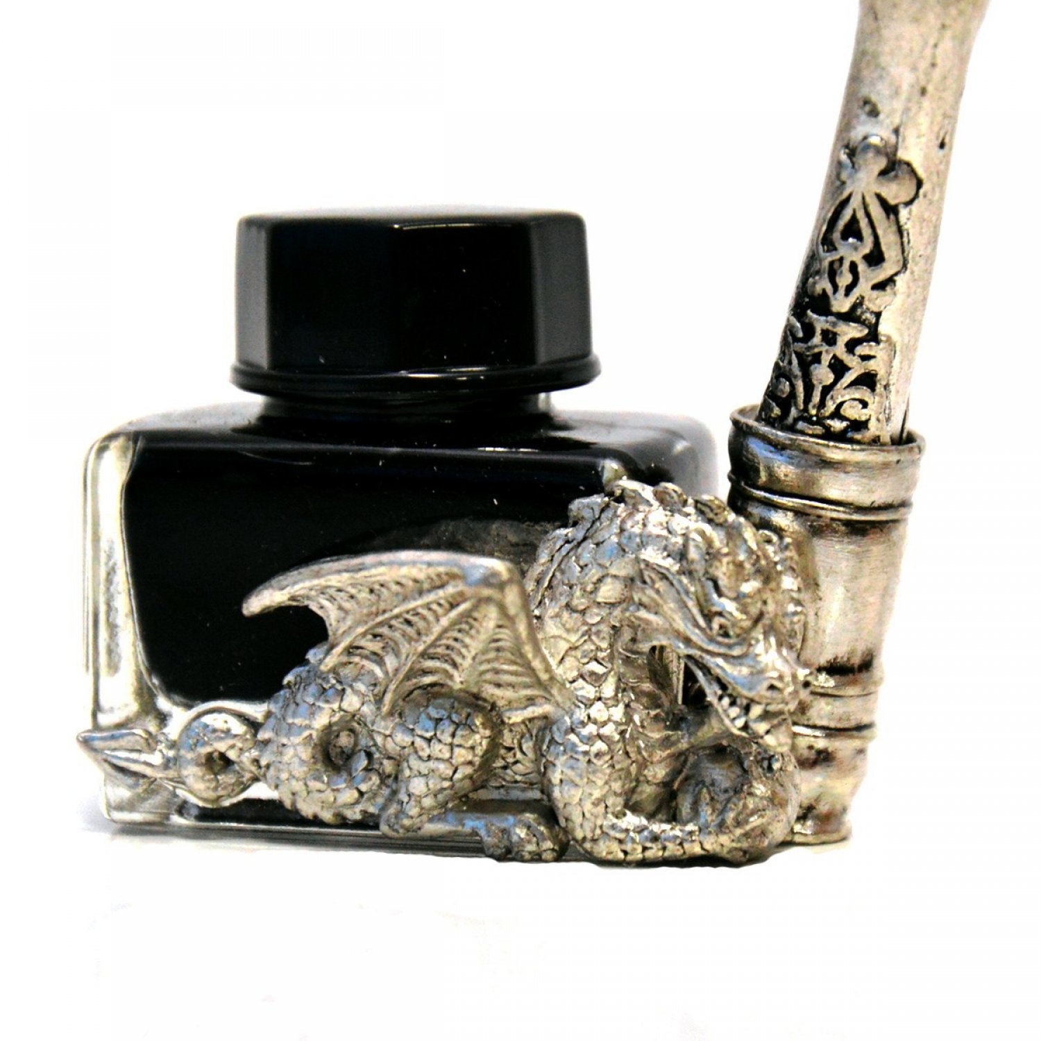 Set de scris cu pana si calimara dragon