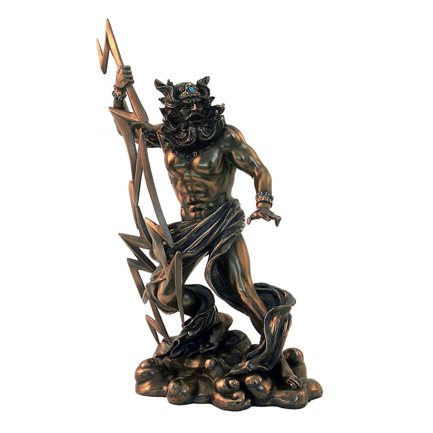 Statueta decorativa din rasina si bronz, Zeus