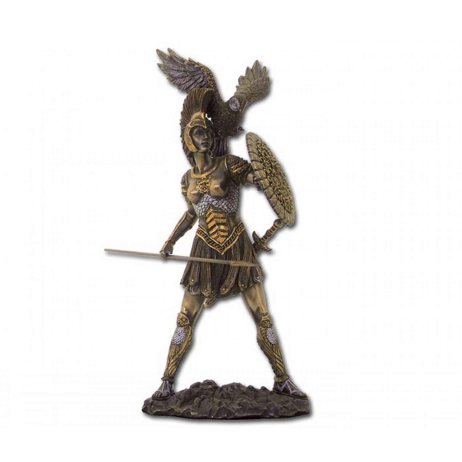 Statueta rasina si bronz, reprezentand-o pe Zeita Atena


