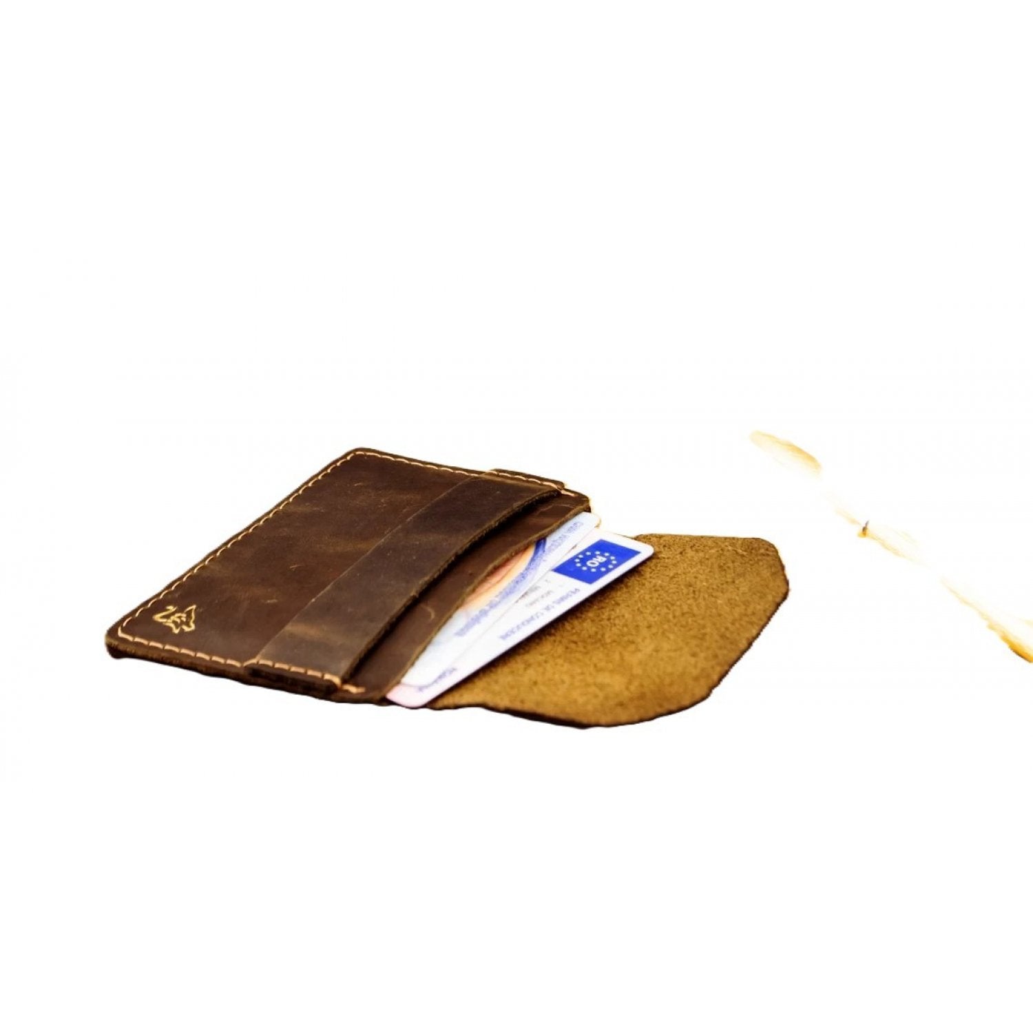 Portcard din piele, fabricat in Romania