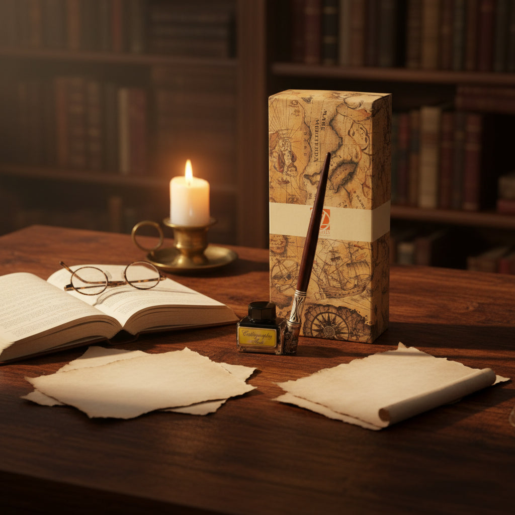 Set de scris "Old writing" cu toc si calimara