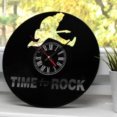Ceas de perete pe disc de vinil model "Time to Rock"