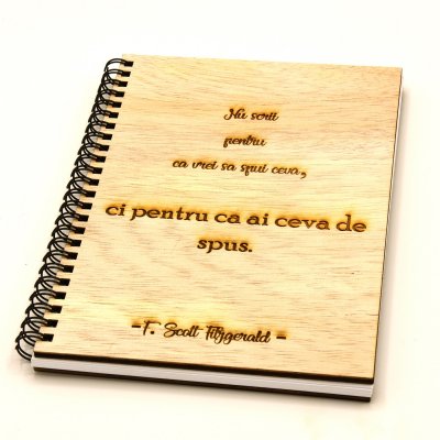 Notebook coperta lemn cu mesaj
