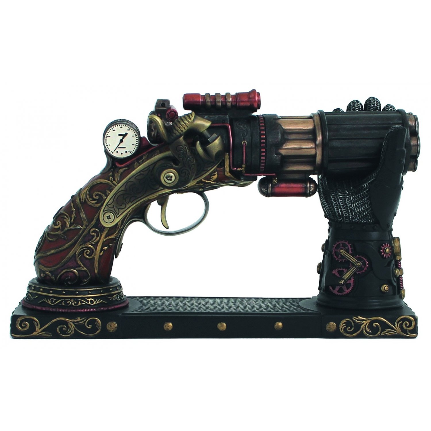 Decoratiune 'Pistol Rack', steampunk, rasina si bronz
