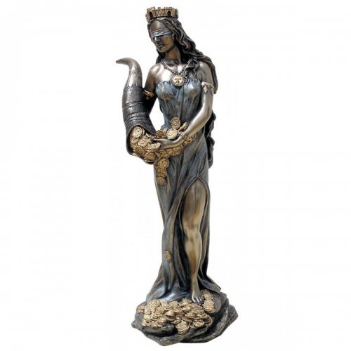 Statueta rasina si bronz, zeita Fortuna, 29cm